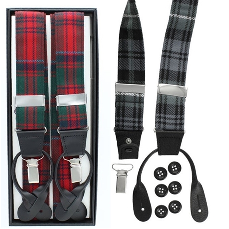 Picture of Braces, Tartan Suspenders. 2 in 1, Clip & Button